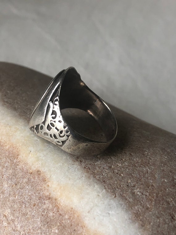 Vintage Handcrafted Sterling Oval Ring - image 2