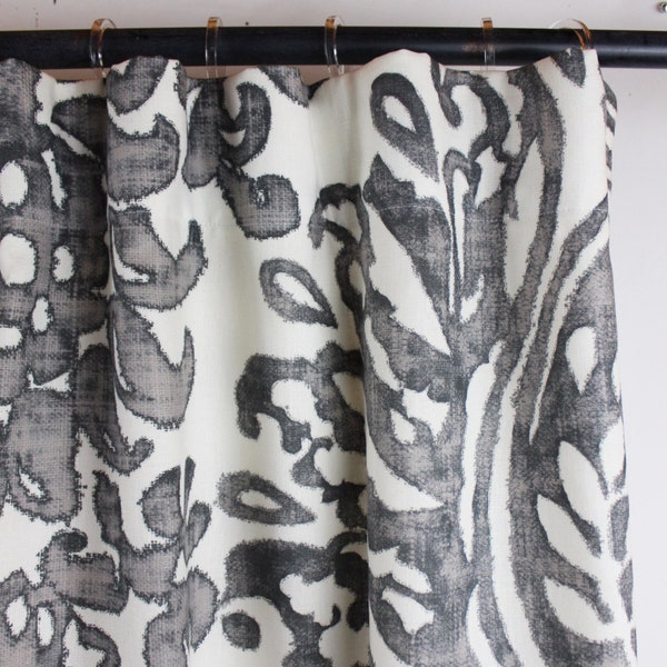 Schumacher Tremezzo Damask Custom Drapes in Graphite (also comes in Caspian)