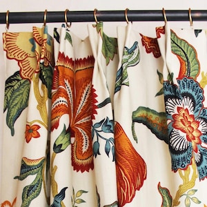 Schumacher Celerie Kemble Hothouse Flowers in Spark- Custom Pleated Drapes (comes in 4 colors)