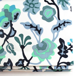 Quadrille Alan Campbell Potalla Custom Roman Shades in Multi Blues