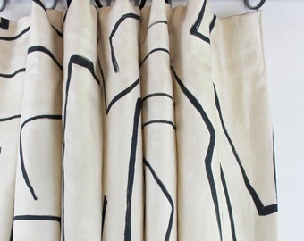 Kelly Wearstler for Lee Jofa Graffito Custom Drapes (Shown in Linen/Onyx-comes in 5 colors)