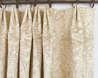 ON SALE 50% Off - Quadrille Veneto Custom Drapes in Pumice 302202F with cotton lining