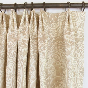 Quadrille Veneto Custom Drapes (shown in Pumice-Comes in 18 Colors.)