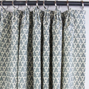 Quadrille Volpi Custom Drapes (shown in Slate Navy on Tint- comes in many colors)