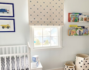 Sister Parish Serendipity Roman Shade (shown in Blue Orange-comes in other colors)