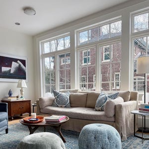 Galbraith & Paul Lotus Custom Pillows (Shown in Denim on White Linen - comes in other colors)