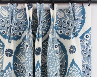 Galbraith & Paul Lotus Custom Drapes (shown in Denim on White-comes in many colors)