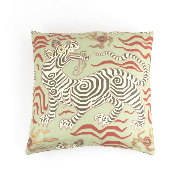 Clarence House Tibet Custom Pillow (Both Sides -shown in Pale Green-comes in several colors)