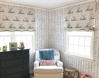 Katie Ridder Roman Shades in Beetlecat (shown in Lavender on Linen-comes in other colors)