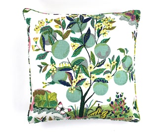 Schumacher Citrus Garden Custom Pillow with Self Welting (Shown in Lime- Both Sides) Made To Order