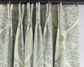 Galbraith & Paul Lotus Custom Drapes (shown in Mineral on Cream-comes in many colors)