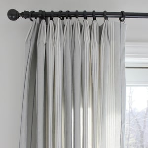 Schumacher Audrey Stripe Drapes (shown in Grey - comes in 8 colors)