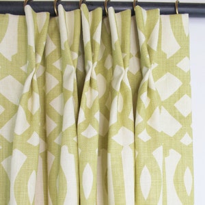 Schumacher Imperial Trellis Pleated Drapes Comes in 11 Colors Shown in Citrine image 1