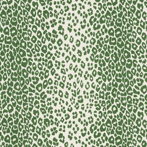 May include: Green and white fabric with a leopard print pattern.