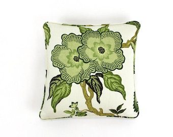 Schumacher Celerie Kemble Hothouse Flowers Pillows with self welting (shown in Verdance-both sides)