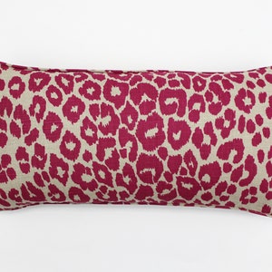 ON SALE - Schumacher Iconic Leopard 12 X 24 Pillow Cover in Fuchsia with Self Welting (Both Sides) Made To Order