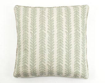 ON SALE  - Schumacher Veere Grenney Woodperry 18 X 18 Pillow in Sage with or without self welting (Both Sides - Made To Order)