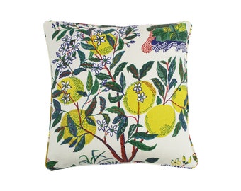 Schumacher Citrus Garden Custom Pillow with Self Welting (Both Sides comes in Linen and also Indoor/Outdoor fabric)