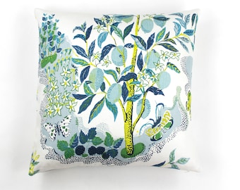 Schumacher Citrus Garden Custom Pillow With Or Without Welting (Both Sides comes in Linen and also Indoor/Outdoor fabric) Made To Order