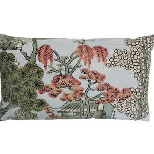 ON SALE  - Thibaut Asian Scenic (Robin Egg) F975460 Custom Pillow With or Without Welting (Both Sides - Made To Order)