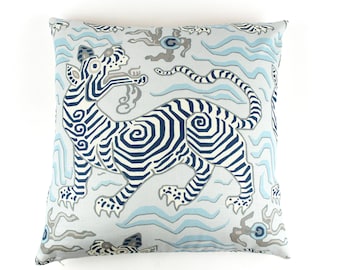 Clarence House Tibet Custom Pillow (Both Sides -shown in Pale Blue-comes in several colors) Made To Order