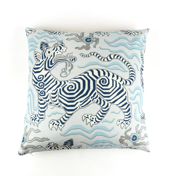 Clarence House Tibet Custom Pillow (Both Sides -shown in Pale Blue-comes in several colors) Made To Order