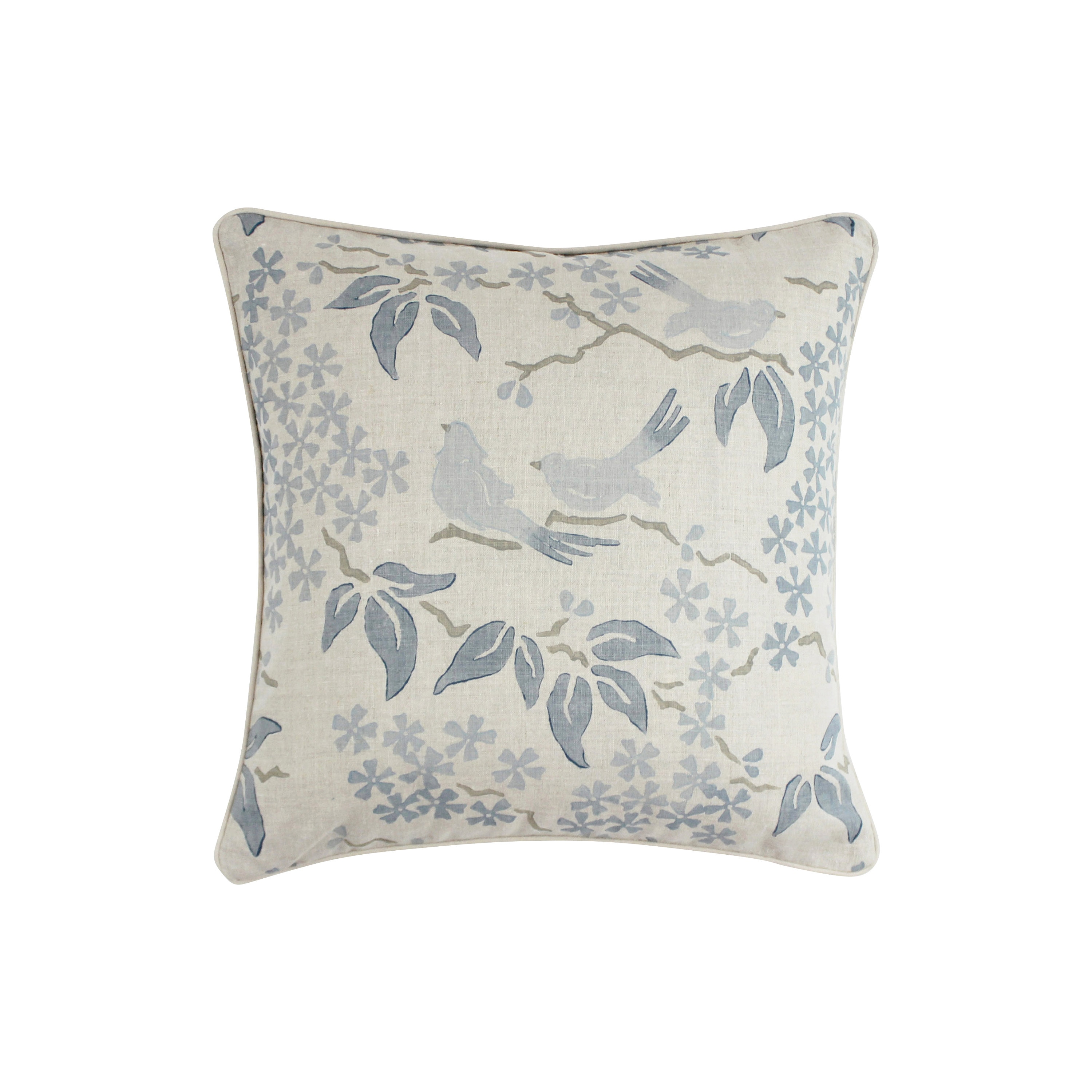 Galbraith Paul Birds Pillows With Self Welting shown in Wave on
