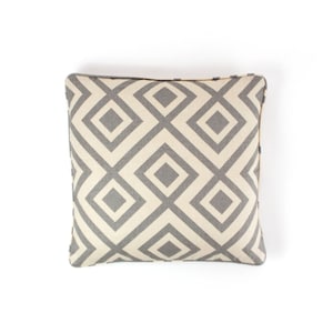 ON SALE 75% -David Hicks/Lee Jofa La Fiorentina 18 X 18 Geometric Diamond Pillow Cover w/self welting in Tan/Grey (Both Sides-Ready To Ship)