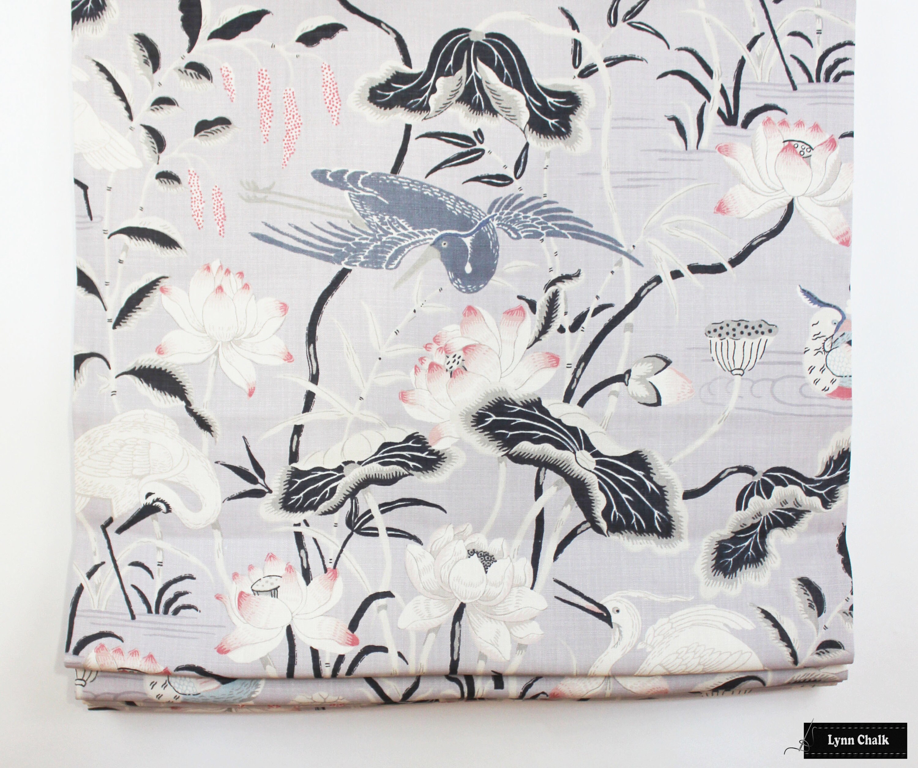 Schumacher Lotus Garden Roman Shades shown in Etsy