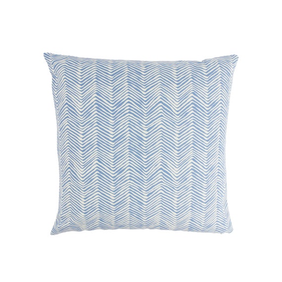Quadrille Alan Campbell Petite Zig Zag Pillow with or without welting - (Shown in French Blue on Tint-comes in many colors)