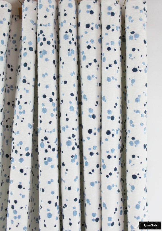 Schumacher Lulu DK Embroidered Skittles in Blueberry/Sky Custom Drapes (also in Punch/Coral)