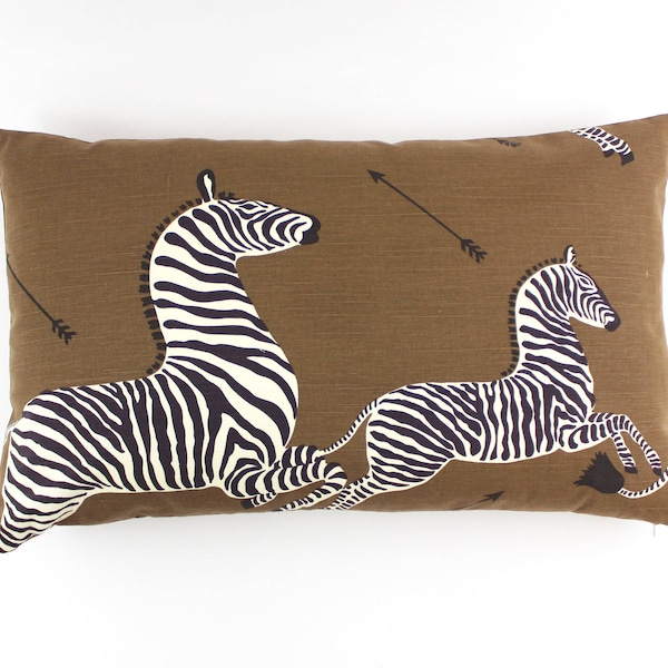 ON SALE - Scalamandre Zebras 18 X 18 Pillow in Safari Brown (Front Only -Made To Order)