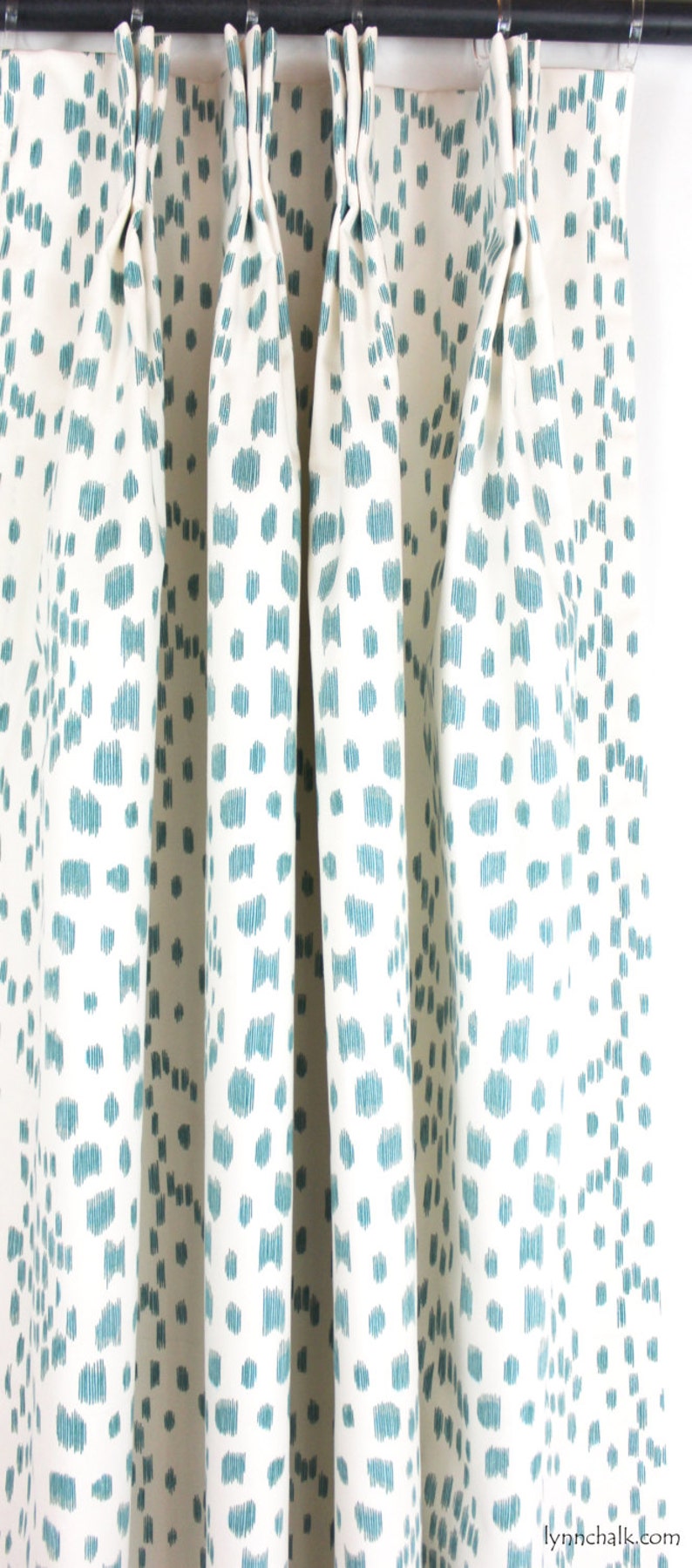 Brunschwig & Fils Les Touches Pleated Drapes in Aqua comes in image 0