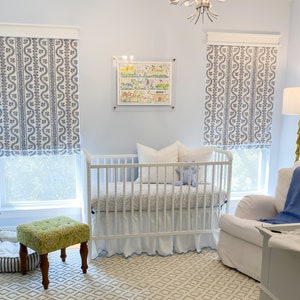 Sister Parish Dolly Custom Roman Shades (shown in Blue -comes in other colors)