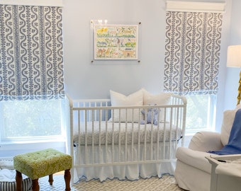 Sister Parish Dolly Custom Roman Shades (shown in Blue -comes in other colors)