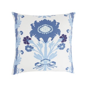 Quadrille Henriot Floral Custom Pillows (shown in Blues on White) Made To Order
