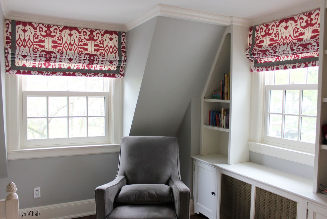 Quadrille China Seas Island Ikat Roman Shade Shown in Zibby Etsy