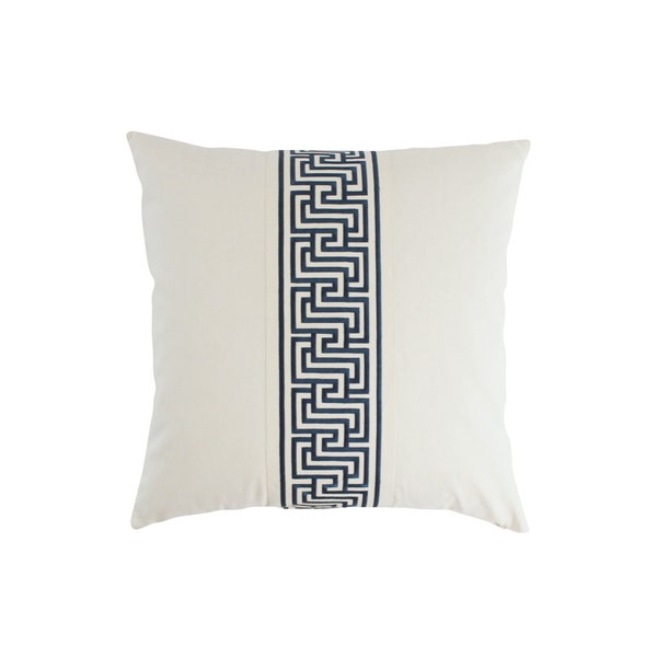 Schumacher Mary McDonald Labyrinth Tape Custom Pillow (shown in Blue -comes in several colors)