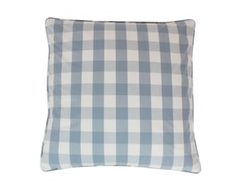 Schumacher Camden Check Pillow with Self Welting (Shown in Sky-comes in many colors)