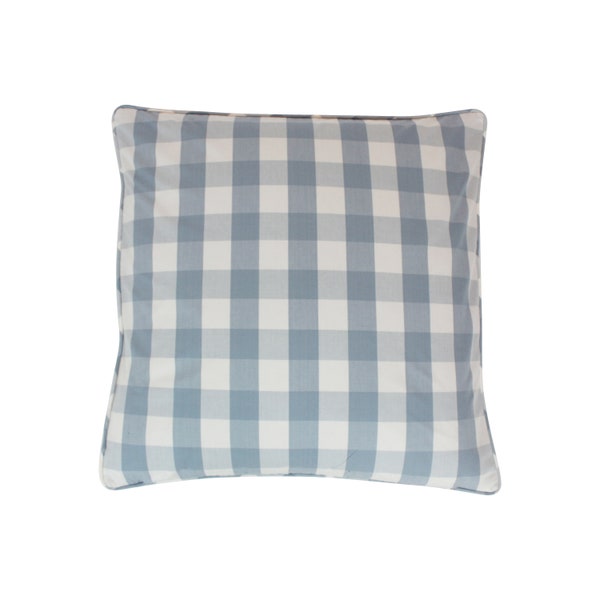 Schumacher Camden Check Pillow with Self Welting (Shown in Sky-comes in many colors)