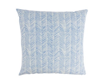 ON SALE-Quadrille Alan Campbell Petite Zig Zag Pillows in French Blue on Tint with or without self welting - (Both Sides - Made to Order)