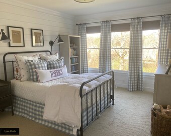 Schumacher Camden Check Custom Drapes (Shown in Sky Blue -comes in many colors)