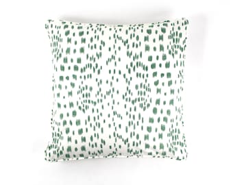ON SALE - Brunschwig & Fils Les Touches  Pillow in Green with Self Welt (Both Sides - Made To Order)