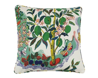 Schumacher Citrus Garden Custom Pillow with Self Welting (Both Sides comes in Linen and also Indoor/Outdoor fabric)