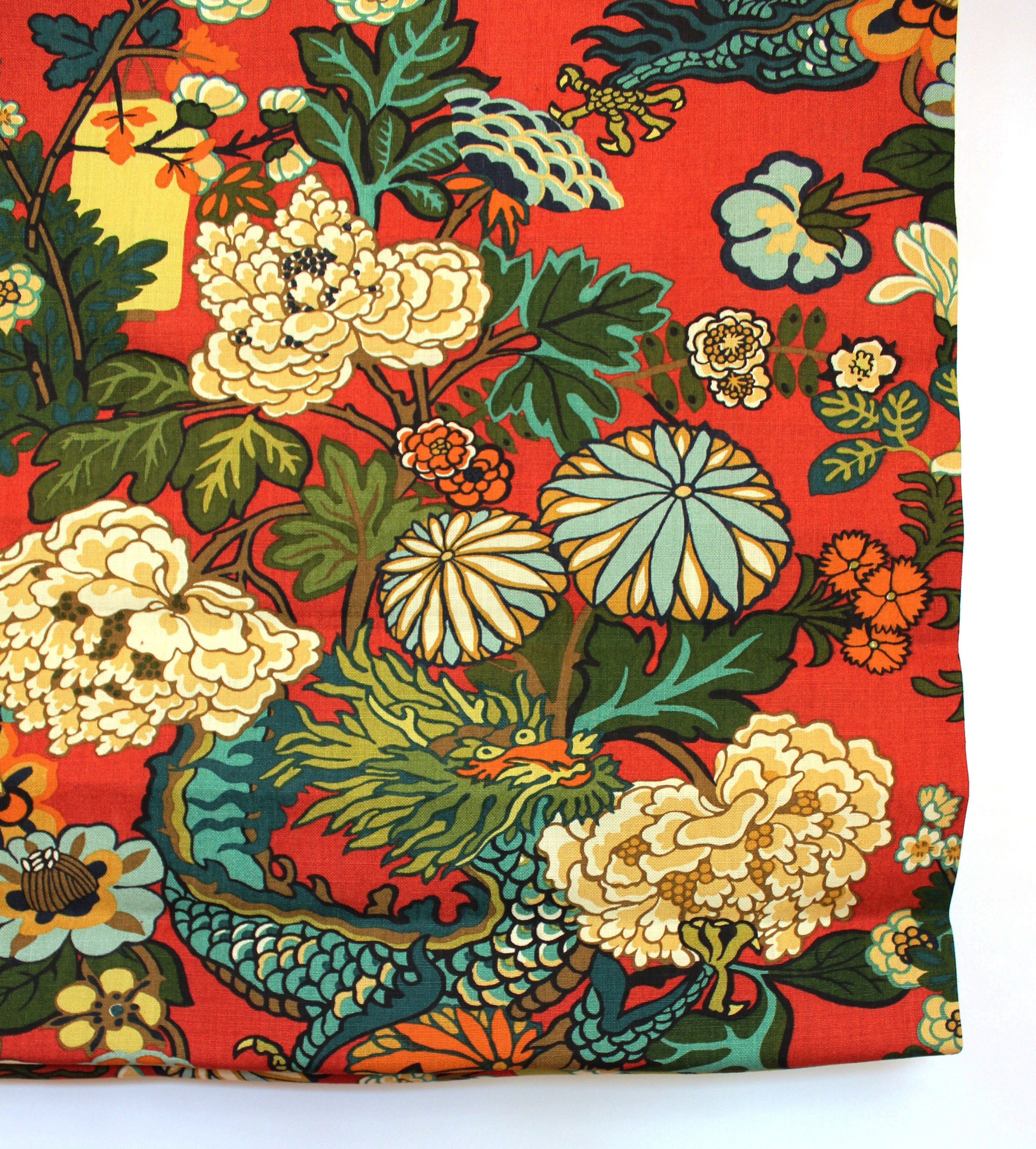 Schumacher Chiang Mai Dragon Roman Shade (shown in Lacquer Red
