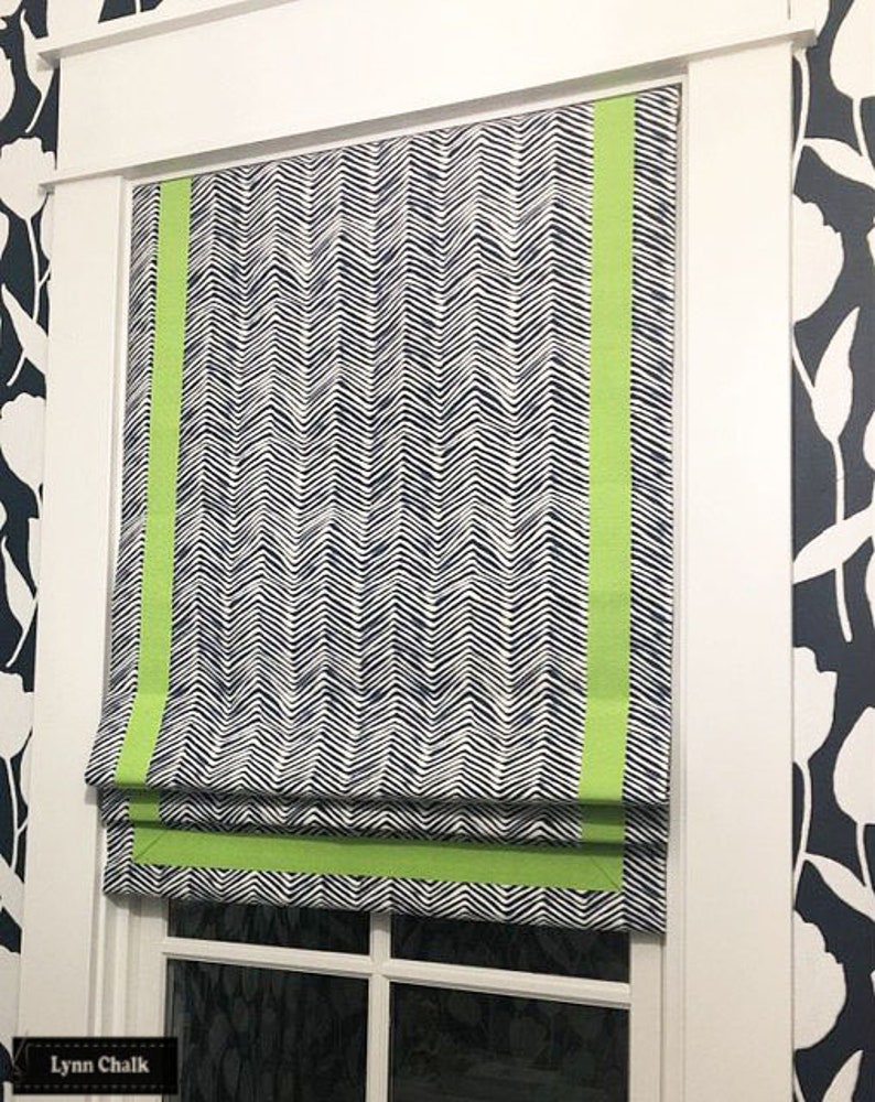 Quadrille Alan Campbell Petite Zig Zag Custom Roman Shade Petite Zig Zag comes in many colors image 6