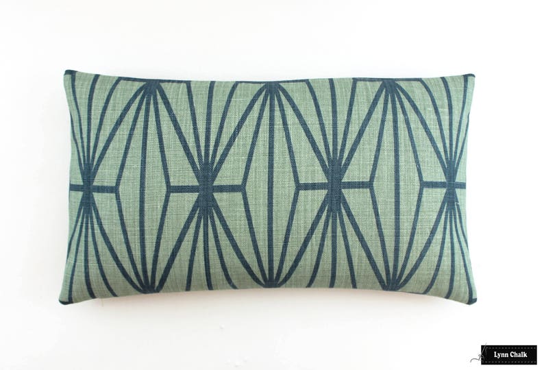 Kelly Wearstler for Lee Jofa Katana Pillows Both Sides-Shown in Jade/Teal image 2