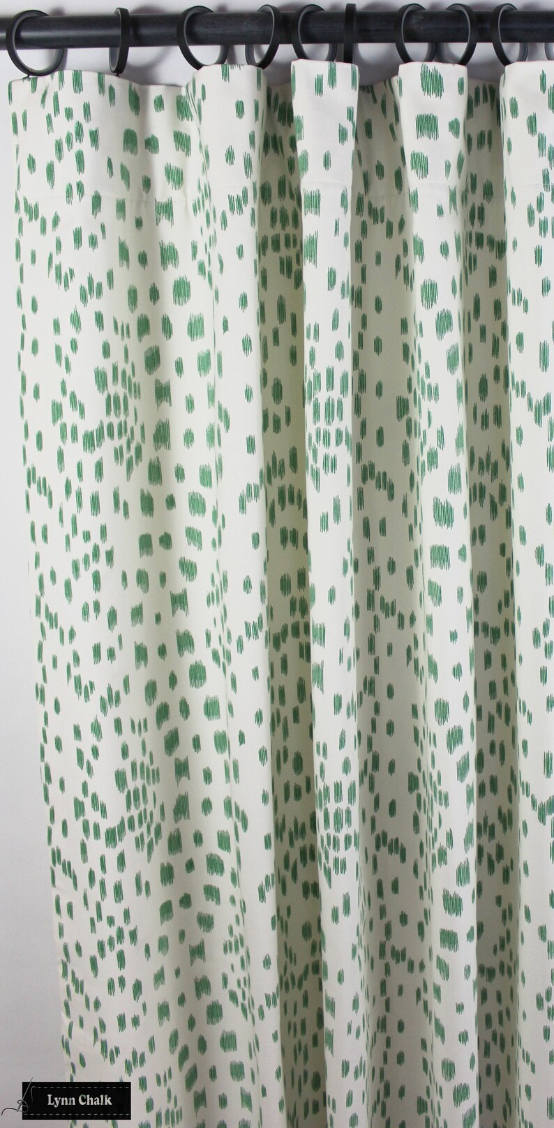 Brunschwig & Fils Les Touches Pleated Drapes in Aqua comes in image 2