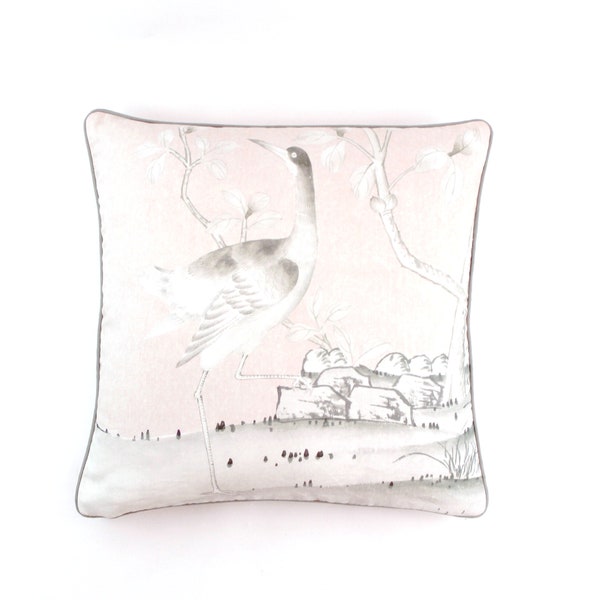 Schumacher Mary McDonald Chinois Palais Pillows Both Sides (shown in Blush with Grey Welting-comes in other colors)