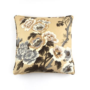 Schumacher Pyne Hollyhock Pillows with Self Welting (Both Sides-shown in Tobacco)